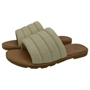 Sorel Womens Size 7.5 Ella III Quilted Puff Honey White Slide Sandals